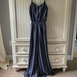 Navy and white jumpsuit